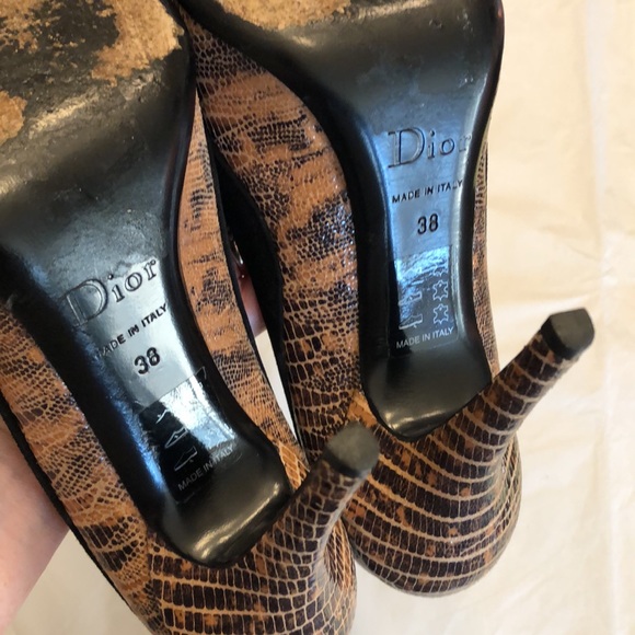 Christian Dior Animal Print Stiletto Heels with Suede Trim, Size 38/8. - Picture 12 of 16